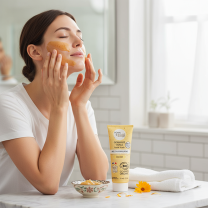 Gommage Visage Miel Calendula Bio - Exfoliation Douce Apaisante